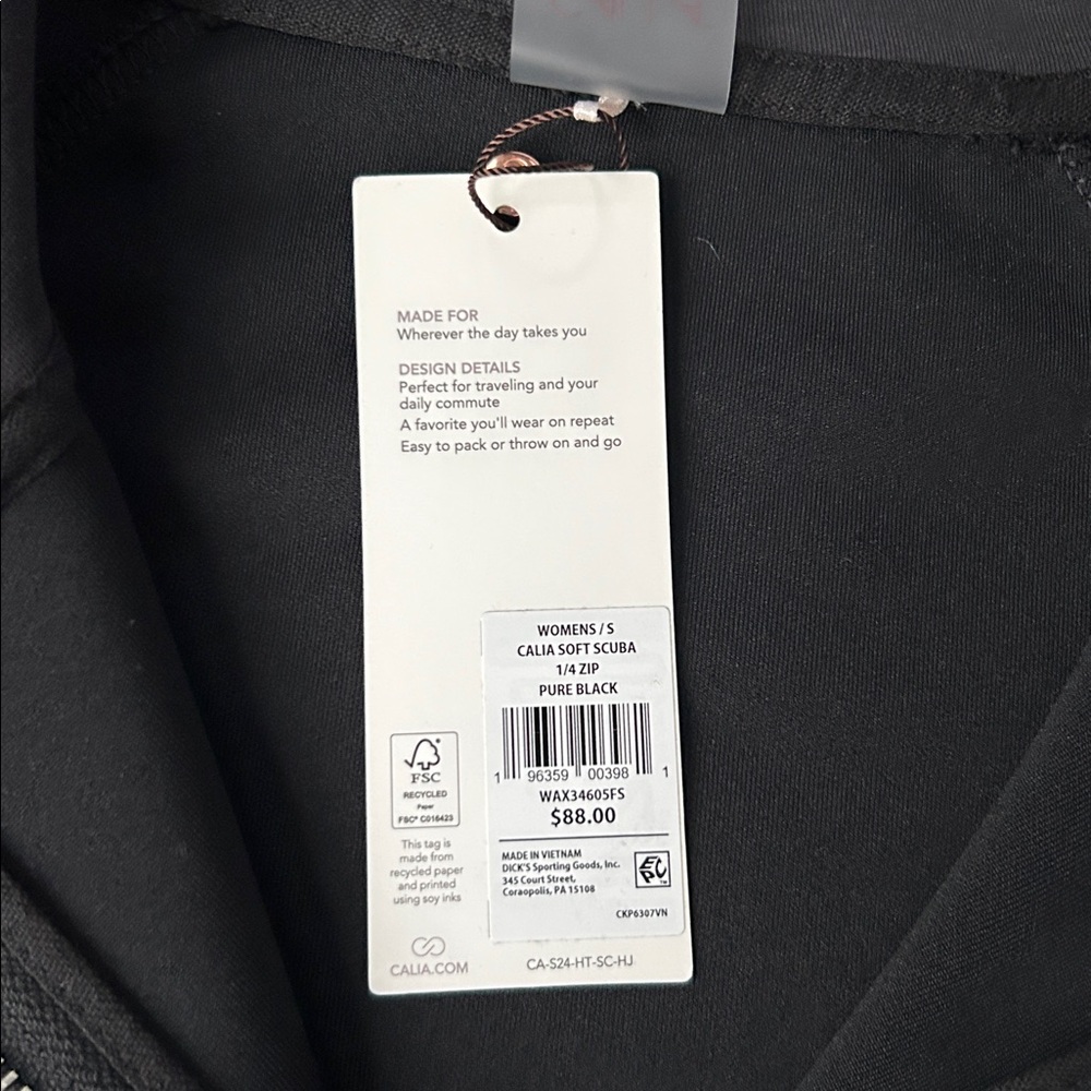 CALIA Women's Soft Scuba 1/4 Zip Pullover Sweatshirt Black Athleisure Top S NEW - Picture 7 of 12
